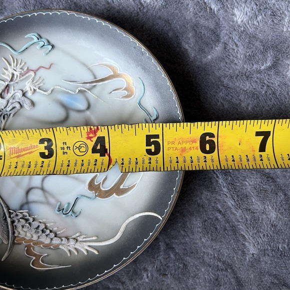 Vintage Japanese Geisha Lithophane Dragon Teacup Set Moriage Black - Picture 4 of 7